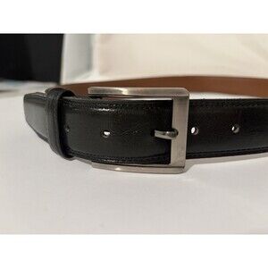 Bosca Black Leather Belt Mens Size 38 Large L Dress Casual Silver Buckle Canada